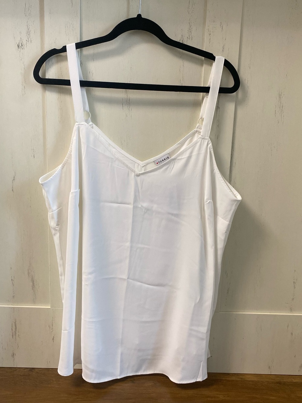 torrid White Sophie Georgette Swing Cami- Adjustable Strap - Cloud Dancer